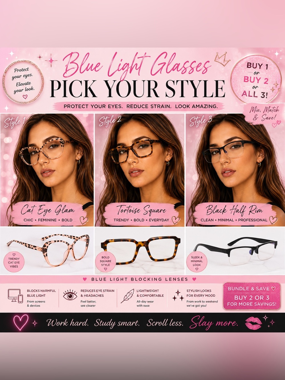 Blue Light Glasses Bundle | Pick Your Style Computer Glasses Trendy Eyewear